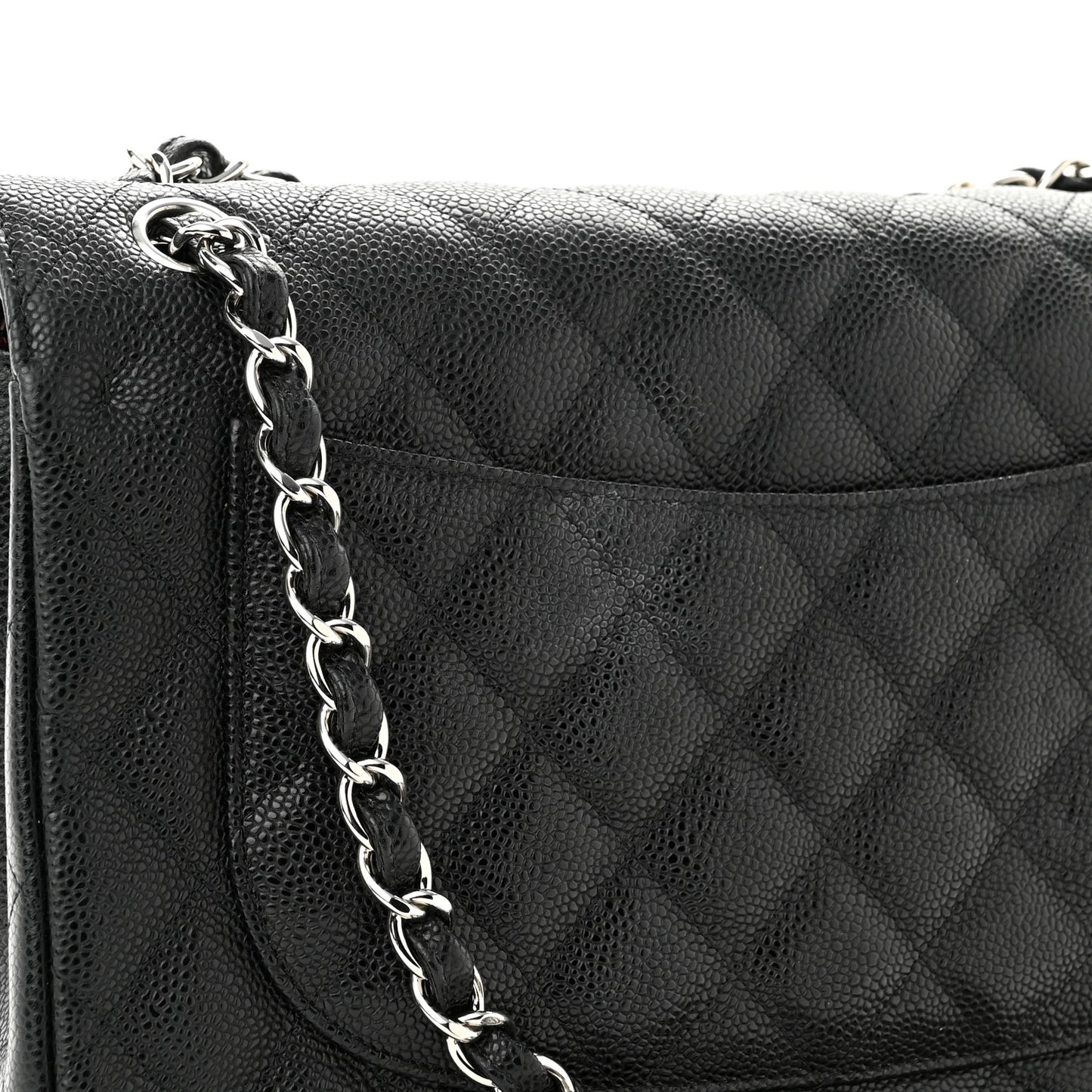 Caviar Quilted Jumbo Double Flap Black