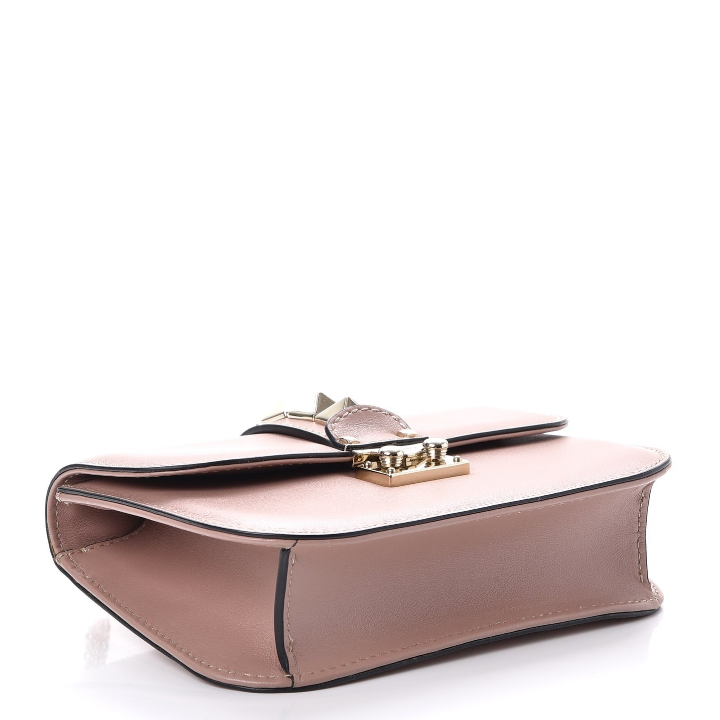 Vitello Small Glam Lock Rockstud Flap Poudre