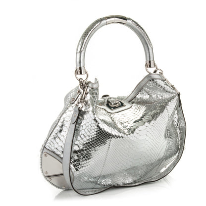 Gucci Python Large Indy Top Handle Hobo Silver 4 of 8