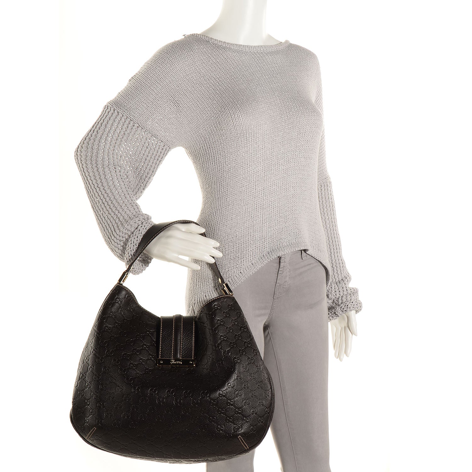 Gucci Guccissima Large New Ladies Web Hobo Dark Brown 2 of 7