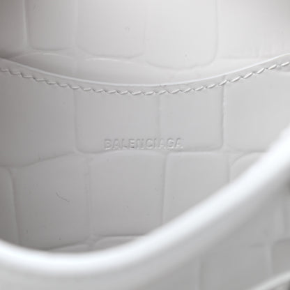 Balenciaga Semi Shiny Calfskin Crocodile Embossed Neo Classic Silver Hardware Mini City White 6 of 9