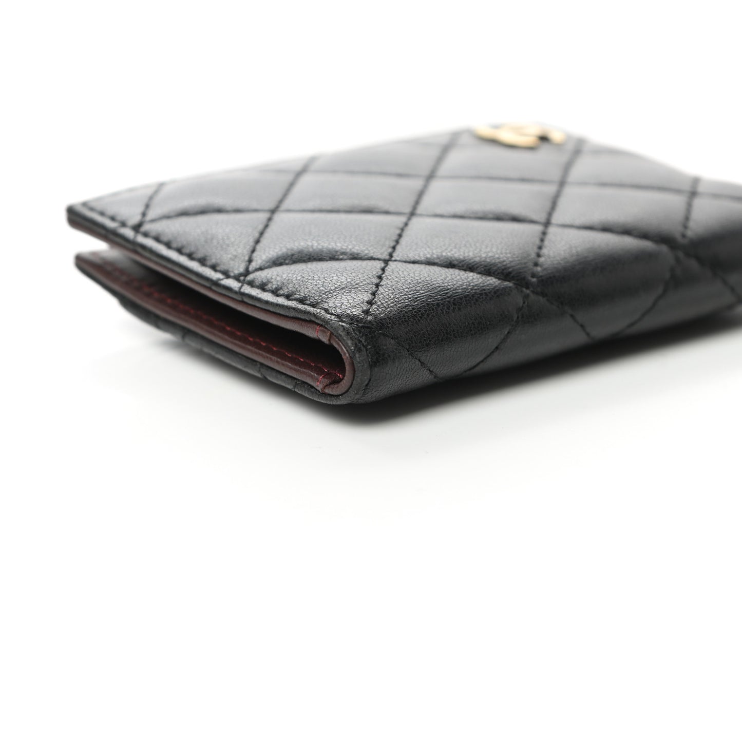 Lambskin Quilted Card Holder Wallet Black