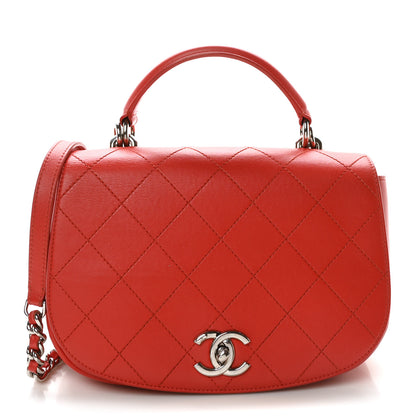 Chanel Calfskin Stitched Small Ring My Bag Flap Crossbody Red 1 of 10