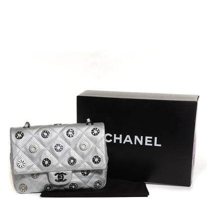 Chanel Perforated Metallic Lambskin Small CC Medals Flap Silver 4 of 9
