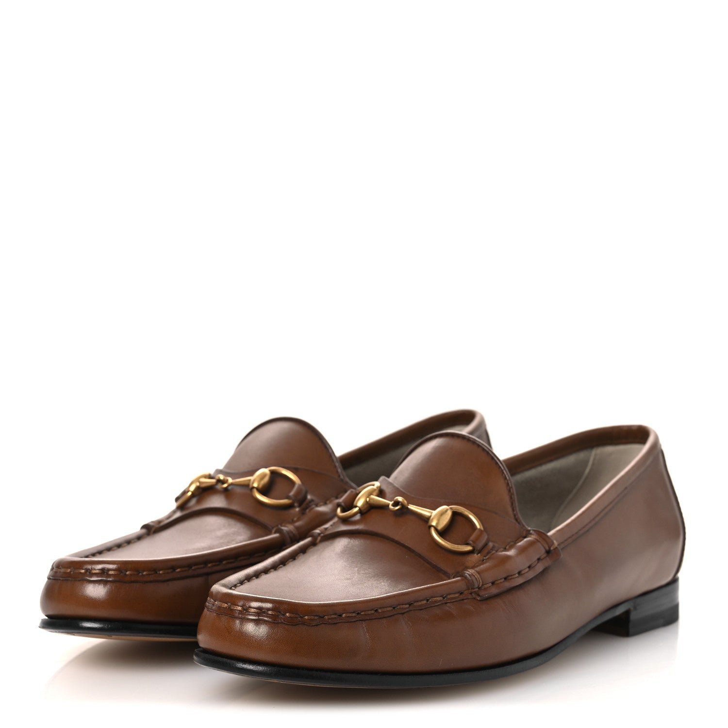 Gucci Betis Glamour Calfskin Womens 1953 Horsebit Loafers 37.5 Brown Sugar 4 of 12