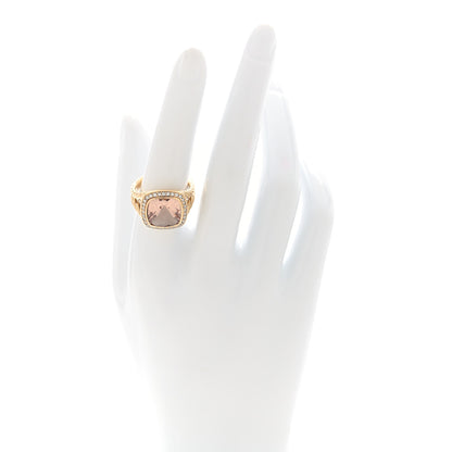 David Yurman 18K Yellow Gold Diamond Morganite 11mm Albion Ring 54 7 2 of 5