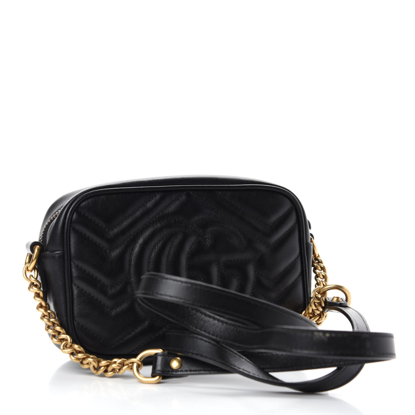 Calfskin Matelasse Mini GG Marmont Chain Shoulder Bag Black