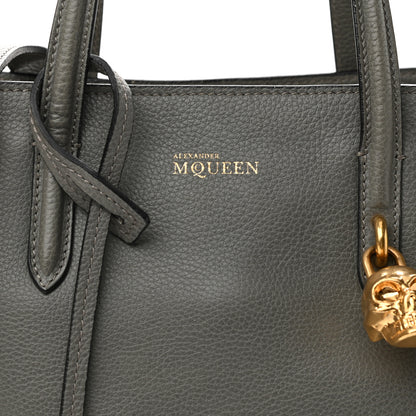 Alexander McQueen Pebbled Calfskin Small Skull Padlock Zip Around Tote Grey 8 of 14