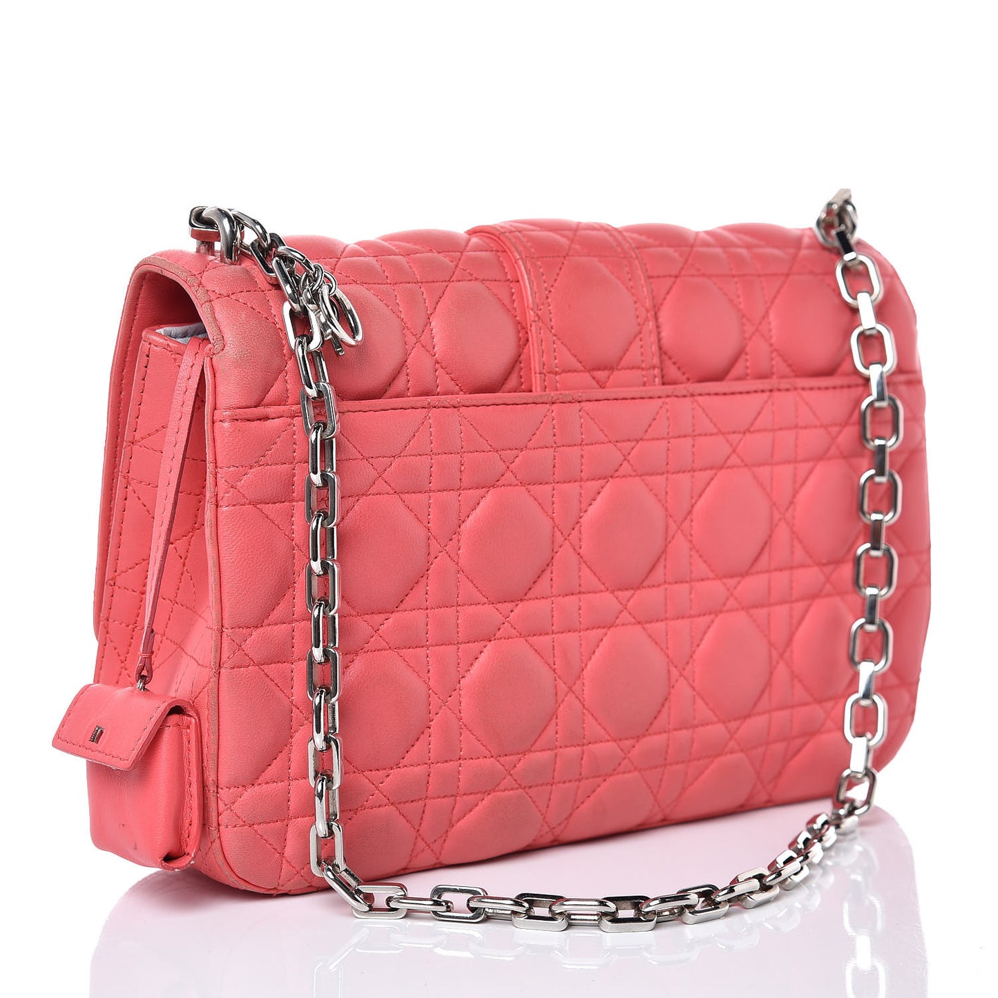 Lambskin Cannage Medium Miss Dior Flap Coral