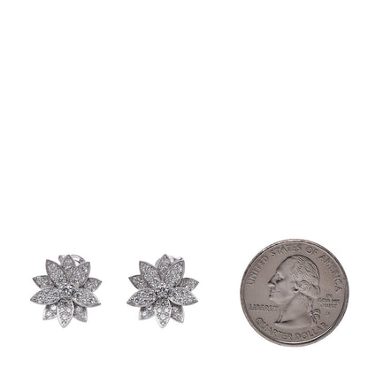 Van Cleef & Arpels 18K White Gold Diamond Small Lotus Earrings 2 of 6