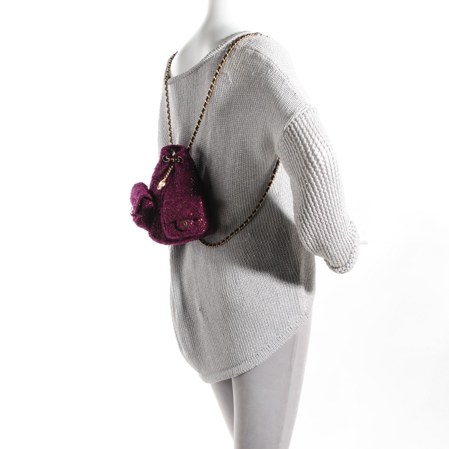 Chanel Tweed Mini Backpack is Back Plum 2 of 8