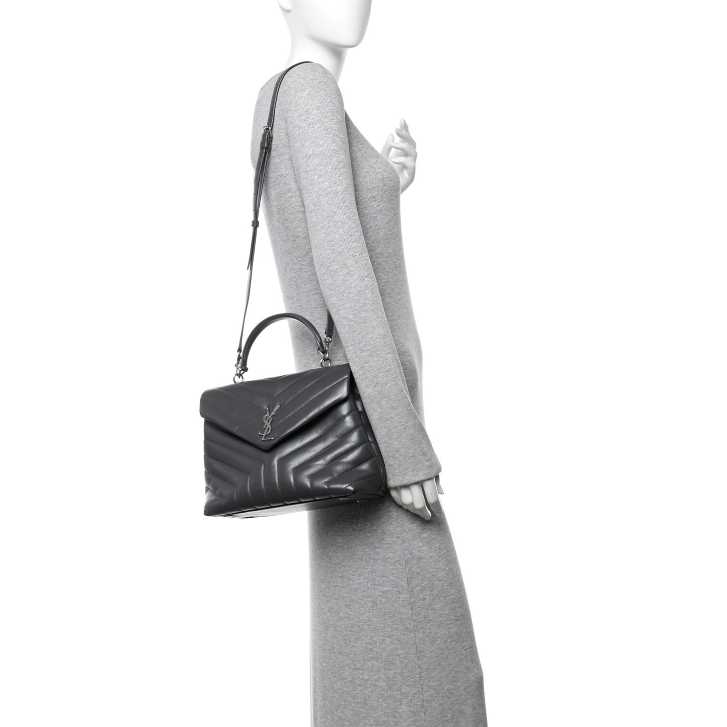 Calfskin Y Quilted Monogram Medium LouLou Satchel Storm