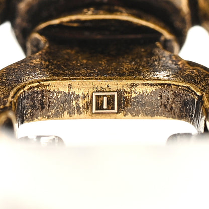 Gucci Metal Crystal Double G Clip On Earrings Aged Gold 4 of 6