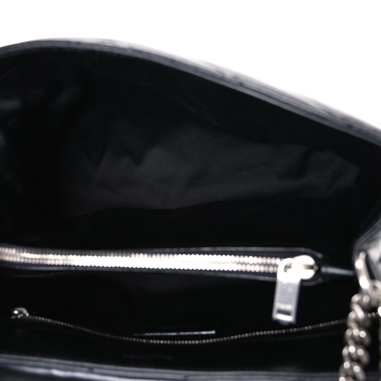 Calfskin Y Quilted Monogram Medium Loulou Chain Satchel Black