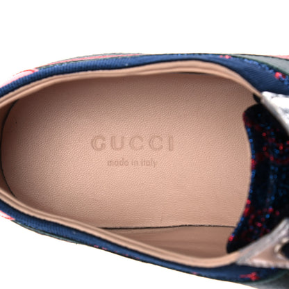 Gucci Lurex Calfskin Web GG Monogram Womens Falacer Sneakers 36.5 Iridescent Blue Iridescent Red Silver 8 of 11