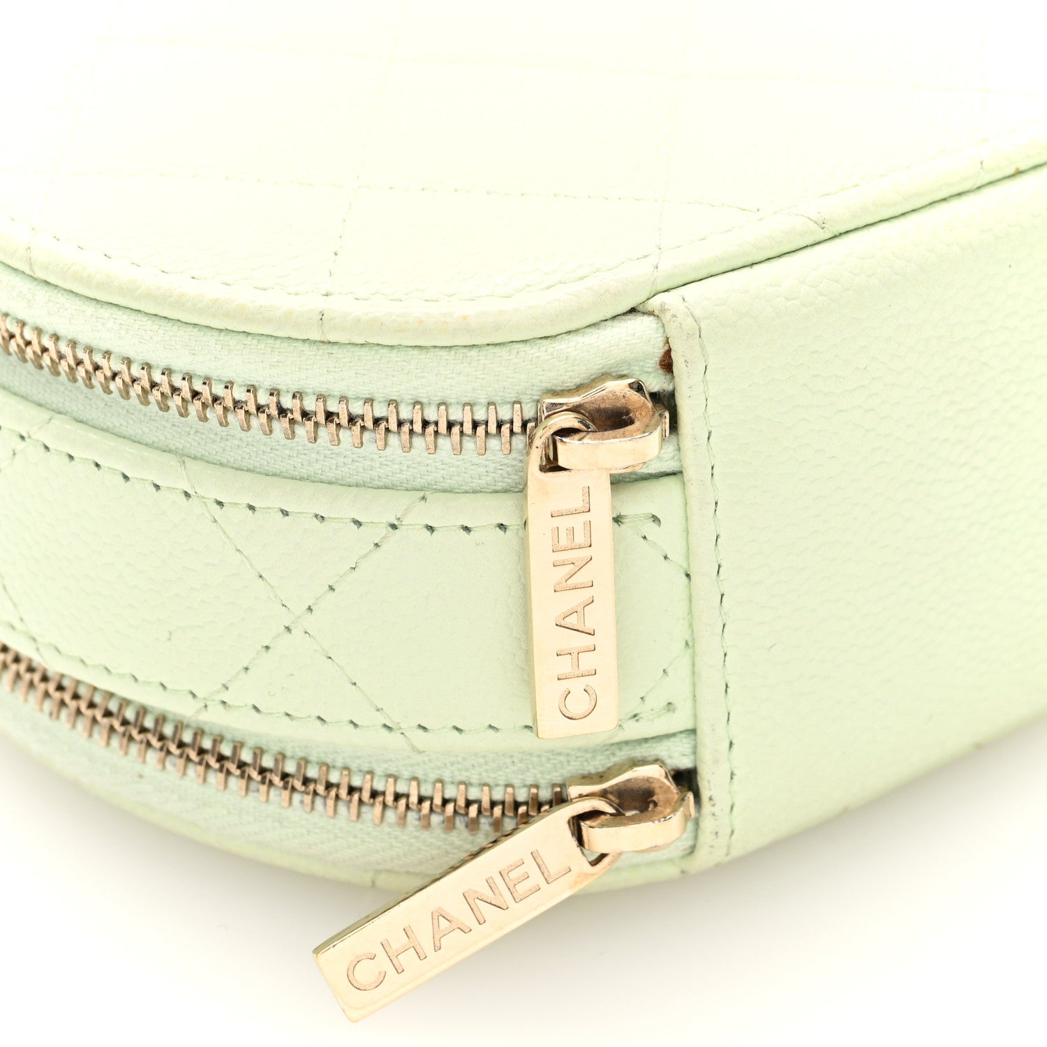 Chanel Caviar Quilted Round Handle With Care Vanity With Chain Light Green 11 of 11