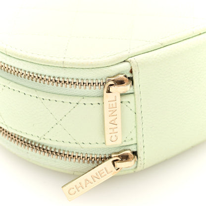 Chanel Caviar Quilted Round Handle With Care Vanity With Chain Light Green 11 of 11