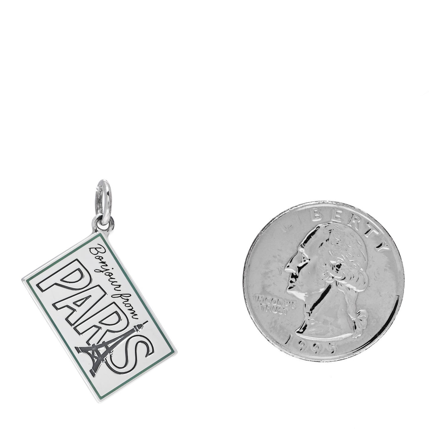 Sterling Silver Enamel Paris Postcard Charm Blue