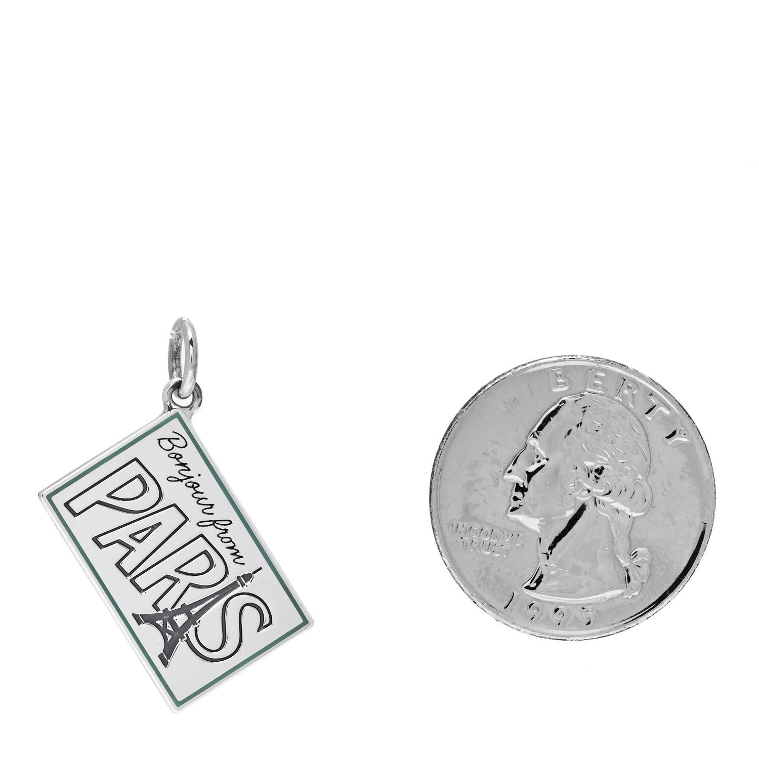 Tiffany Sterling Silver Enamel Paris Postcard Charm Blue 2 of 5