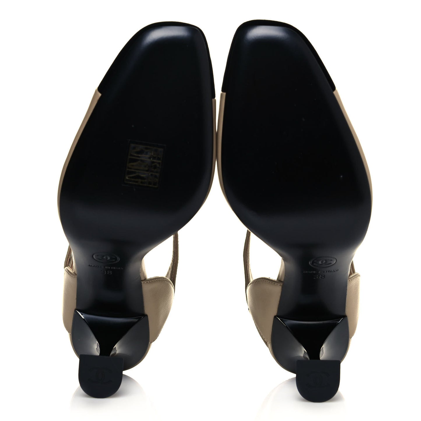 Lambskin Velvet Cap Toe Logo Pumps 38 Beige Black