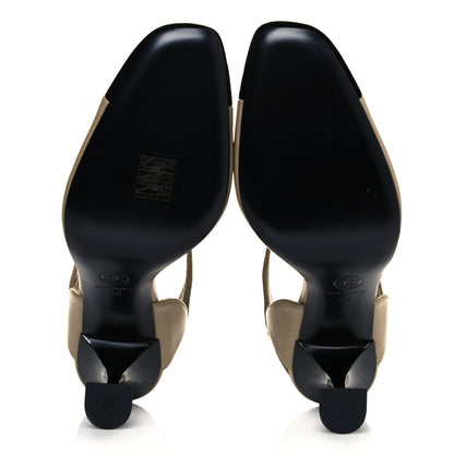 Chanel Lambskin Velvet Cap Toe Logo Pumps 38 Beige Black 6 of 9