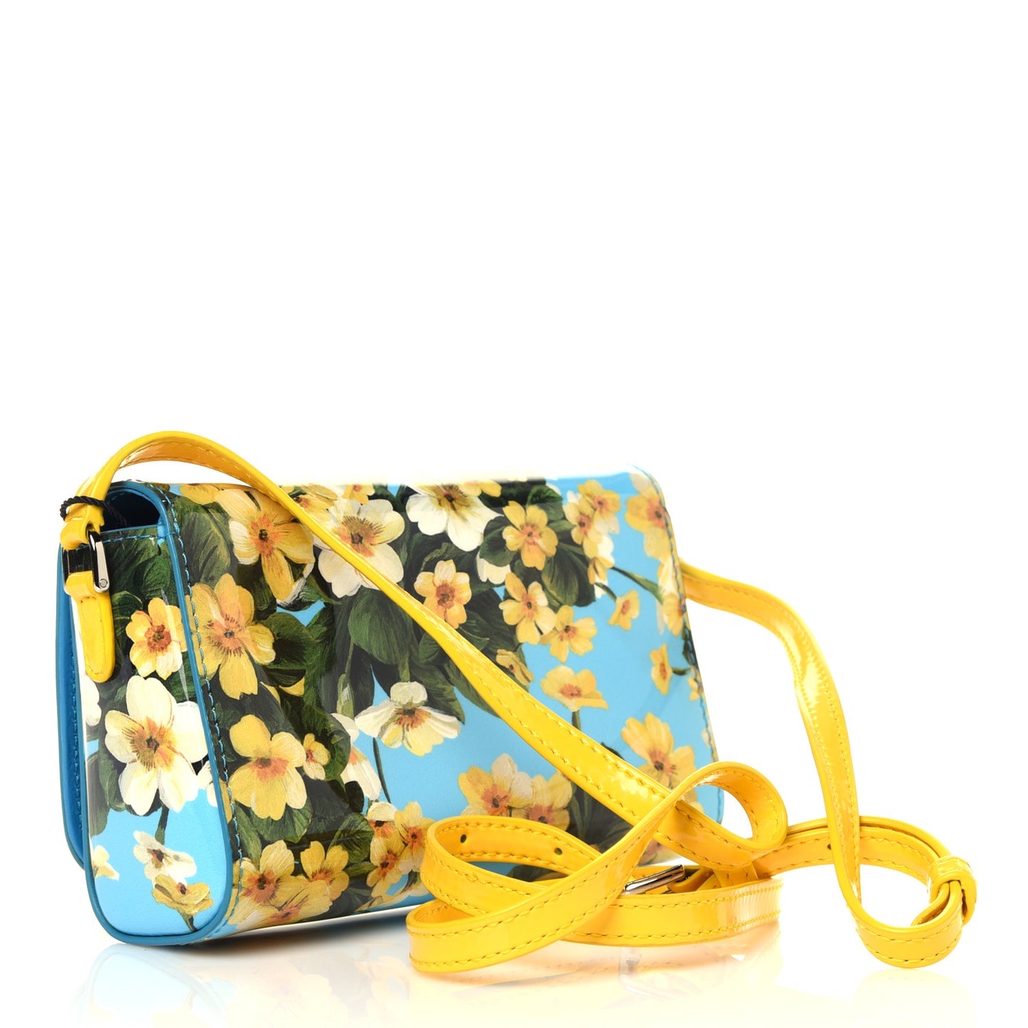 Patent Floral Print DG Girls Crossbody Blue