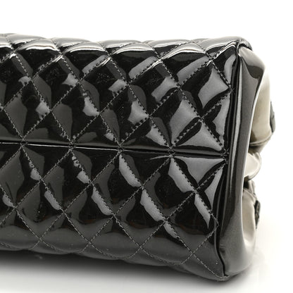 Chanel Metallic Patent Quilted Medium Just Mademoiselle Bowling Bag Silver Degrade 10 of 11