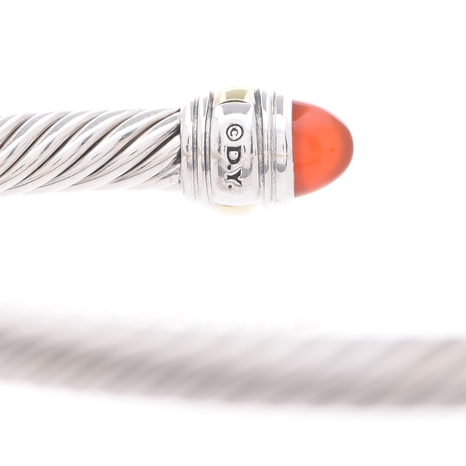 David Yurman Sterling Silver 14K Yellow Gold Carnelian 5mm Cable Classics Bracelet 5 of 5