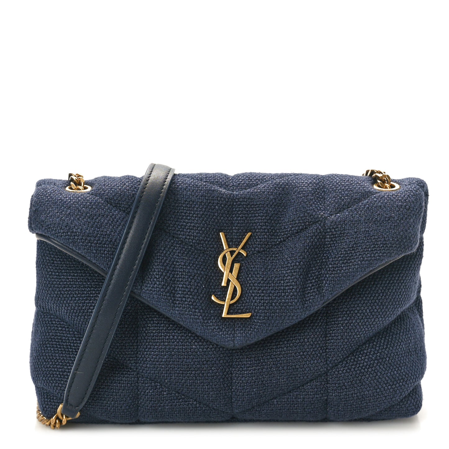 Canvas Quilted Toy Loulou Puffer Monogram Chain Satchel Deep Marine