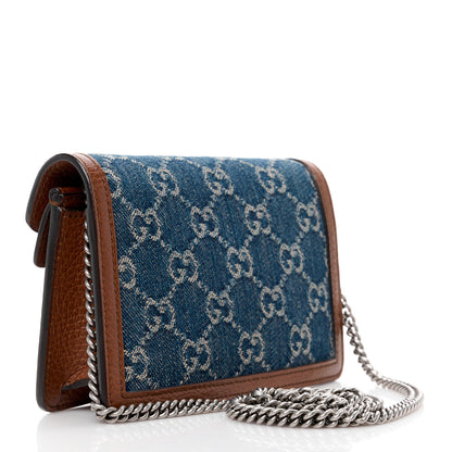 Gucci New Denim GG Monogram Dollar Calfskin Enamel Super Mini Dionysus Shoulder Bag Blue Tea Cuir Epilog Electric Blue 3 of 10