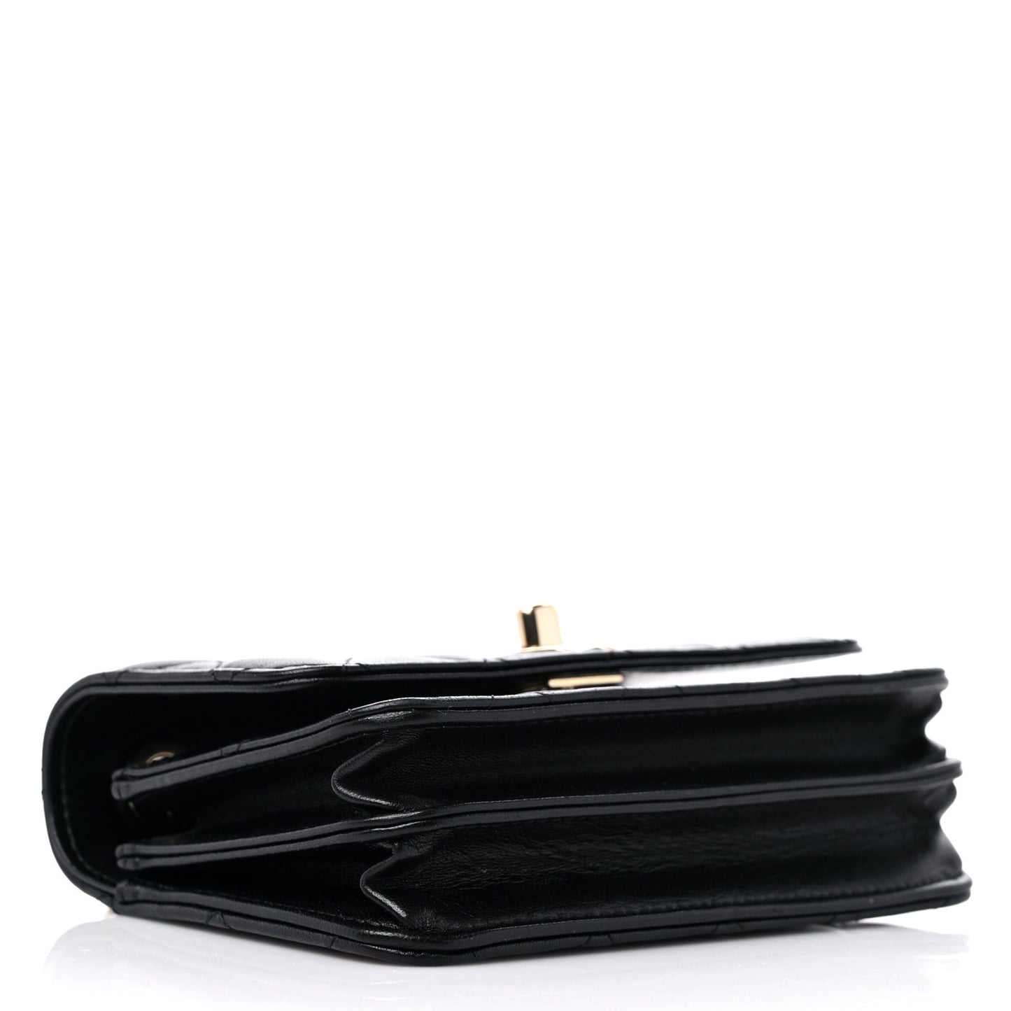 Lambskin Quilted Mini Trendy CC Wallet On Chain WOC Black