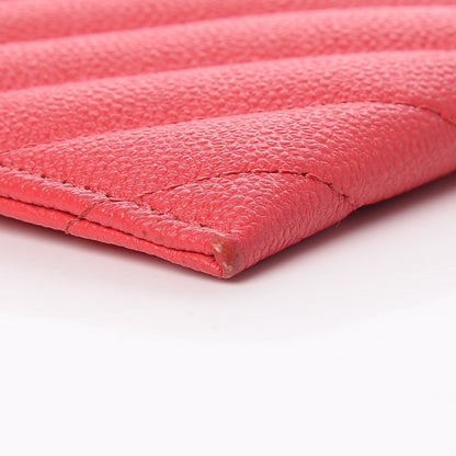 Chanel Caviar Chevron Quilted Zip Pouch Red 11 of 12