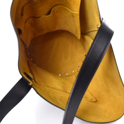 Celine Natural Calfskin Biker Bucket Shoulder Bag Black Sunflower 5 of 18