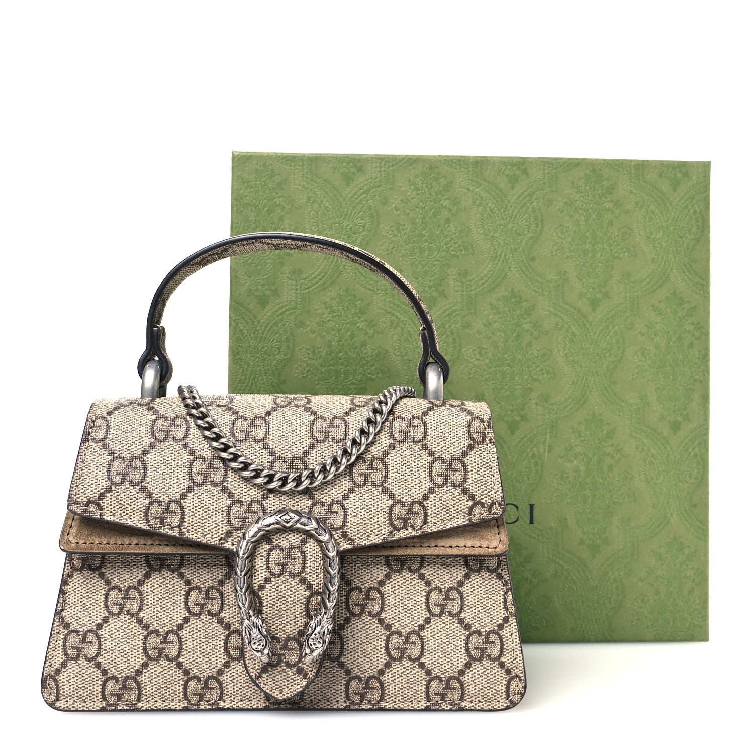 Gucci GG Supreme Monogram Mini Dionysus Top Handle Bag Beige Ebony Taupe 10 of 10