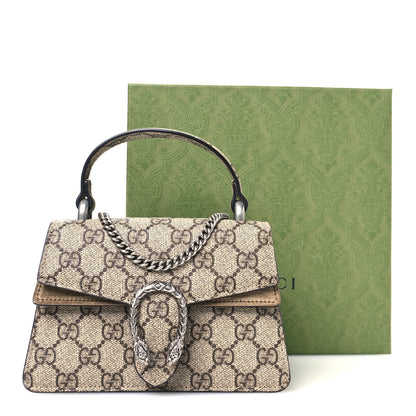 Gucci GG Supreme Monogram Mini Dionysus Top Handle Bag Beige Ebony Taupe 10 of 10
