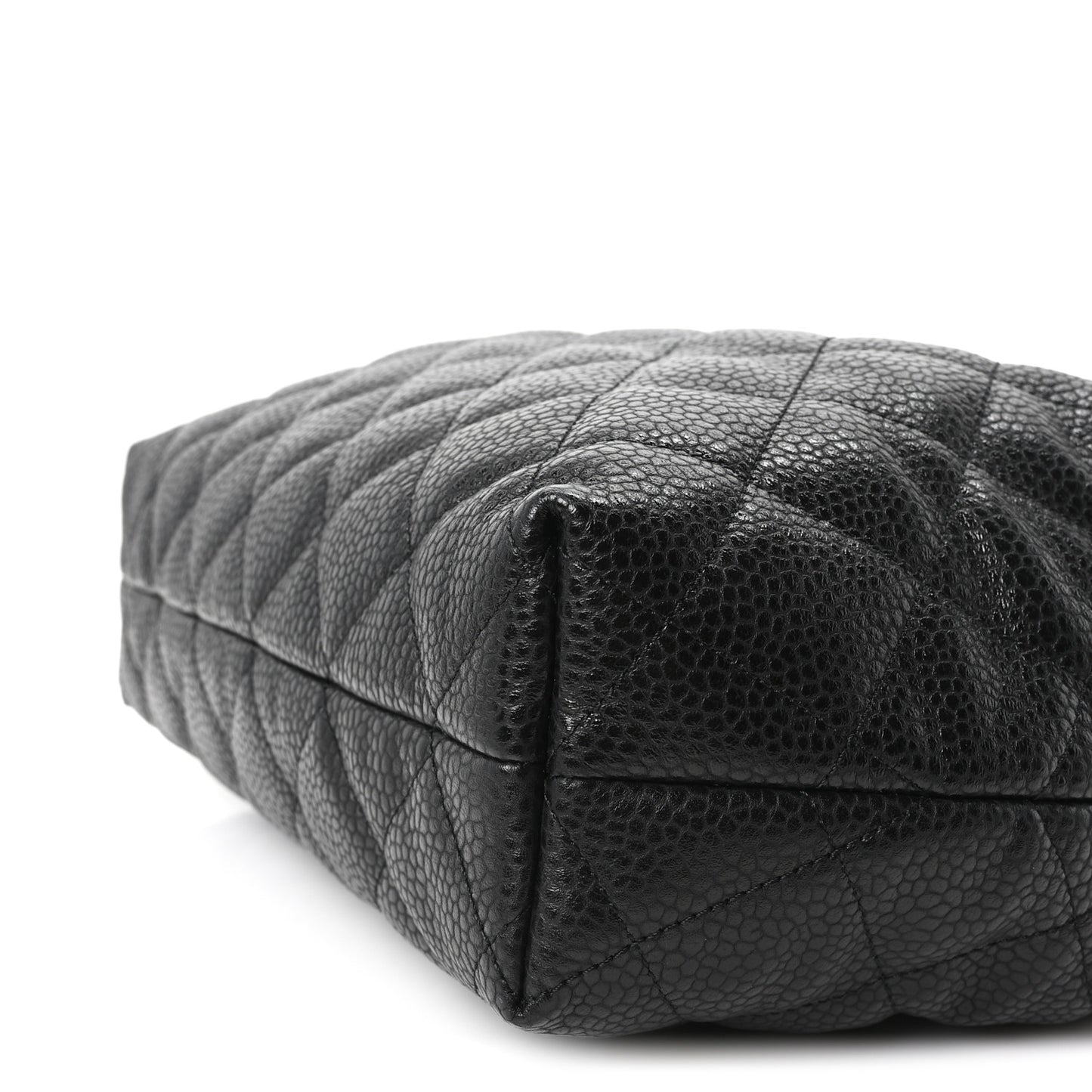Shiny Caviar Quilted Large Bowling Bag Black Black Black