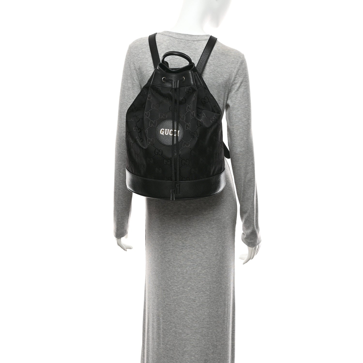 Gucci Econyl Nylon Monogram Off The Grid Drawstring Bucket Backpack Black 2 of 10