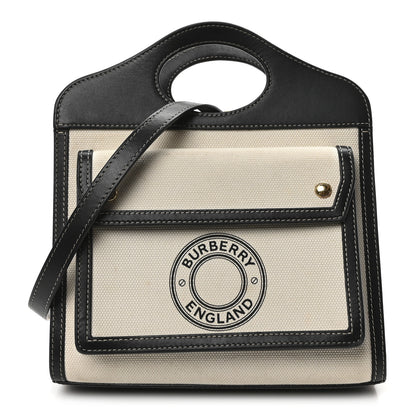 Burberry Canvas Smooth Calfskin Two Tone Mini Pocket Bag White Black 1 of 9