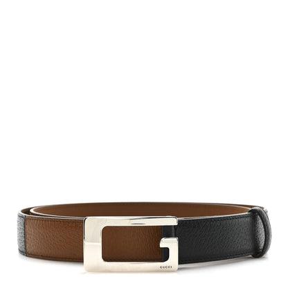 Gucci Grained Calfskin Square G 35mm Belt 95 38 Black Brown 1 of 5
