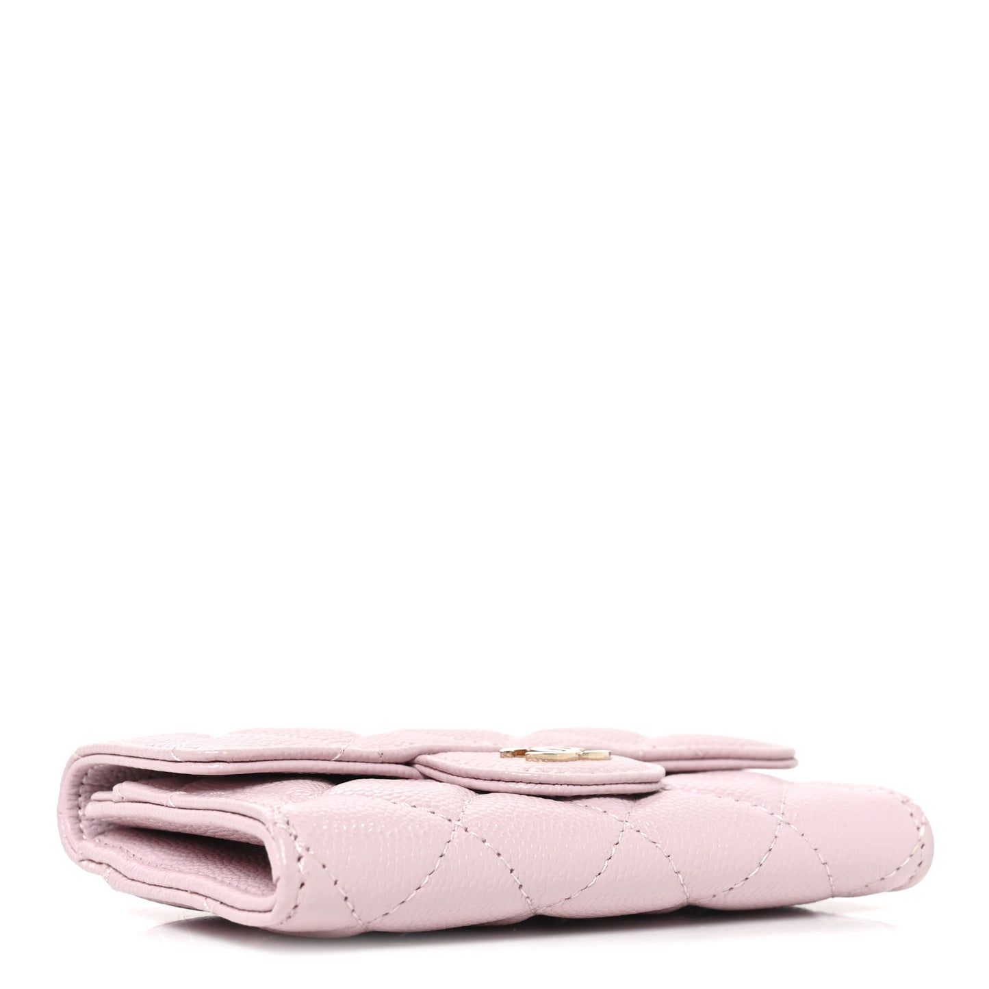Caviar Quilted Flap Card Holder Wallet Light Pink
