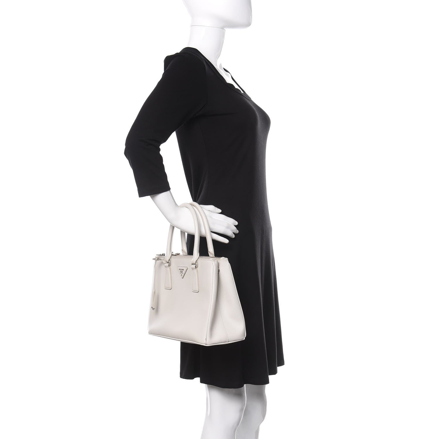 Prada Saffiano Small Galleria Double Zip Tote Talco 2 of 17