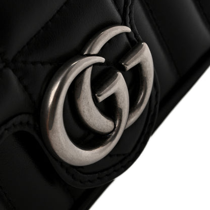 Gucci Calfskin Matelasse Aria Super Mini GG Marmont Shoulder Bag Black 11 of 12