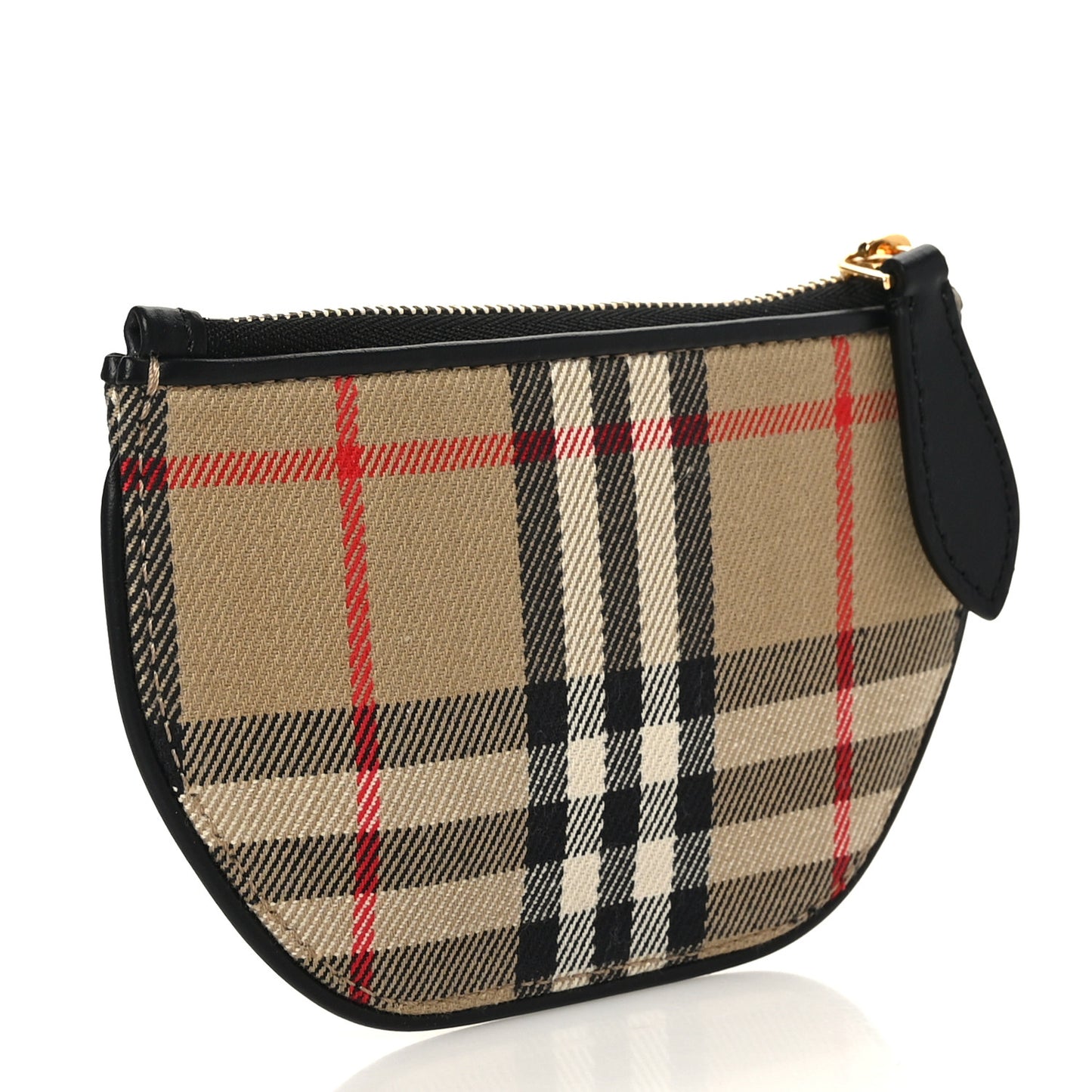 Cotton Calfskin Vintage Check Small Olympia Zip Pouch Archive Beige