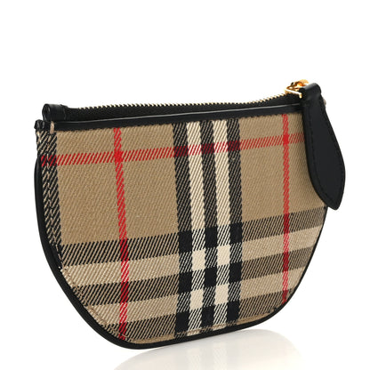 Burberry Cotton Calfskin Vintage Check Small Olympia Zip Pouch Archive Beige 3 of 6