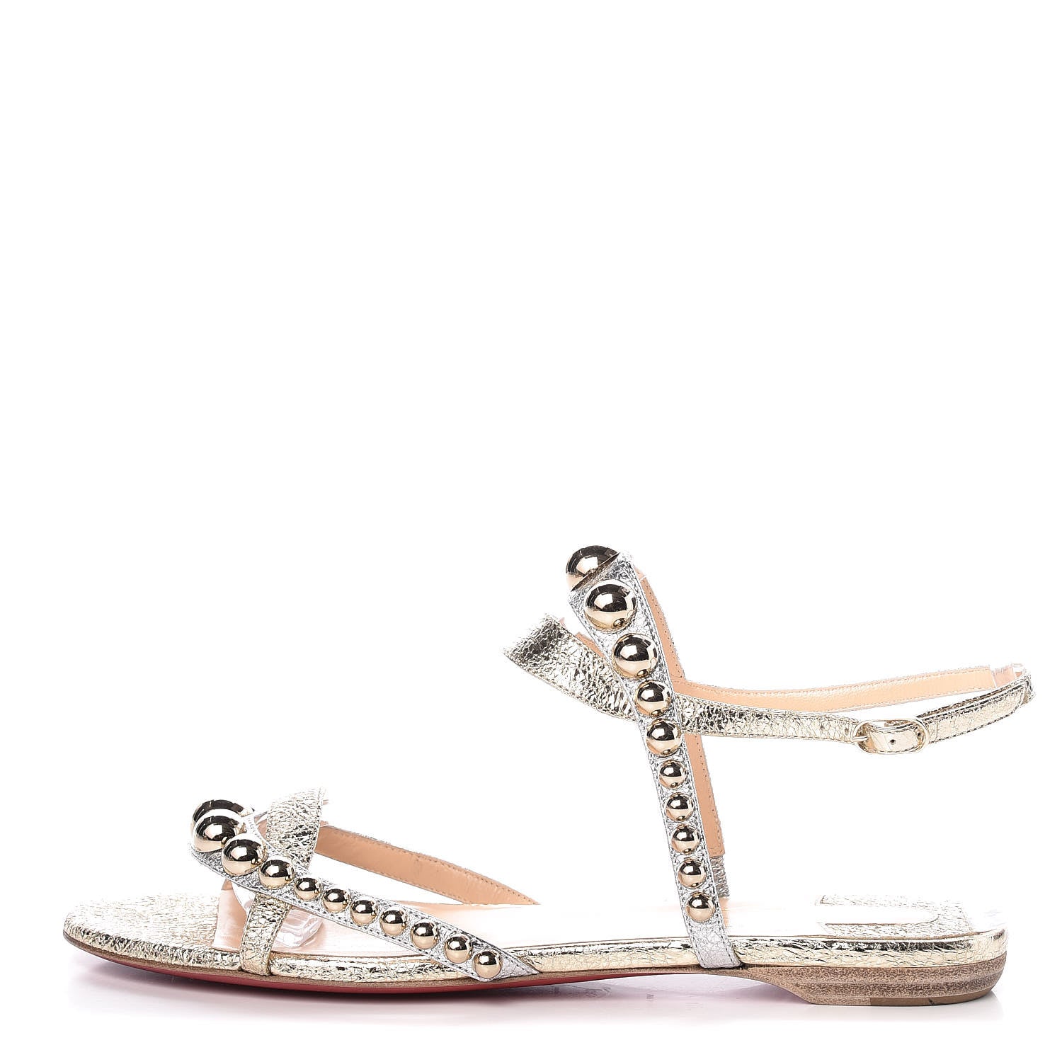 Christian Louboutin Specchio Vintage Galeria Flat Sandals 40 Platine Light Gold 1 of 8