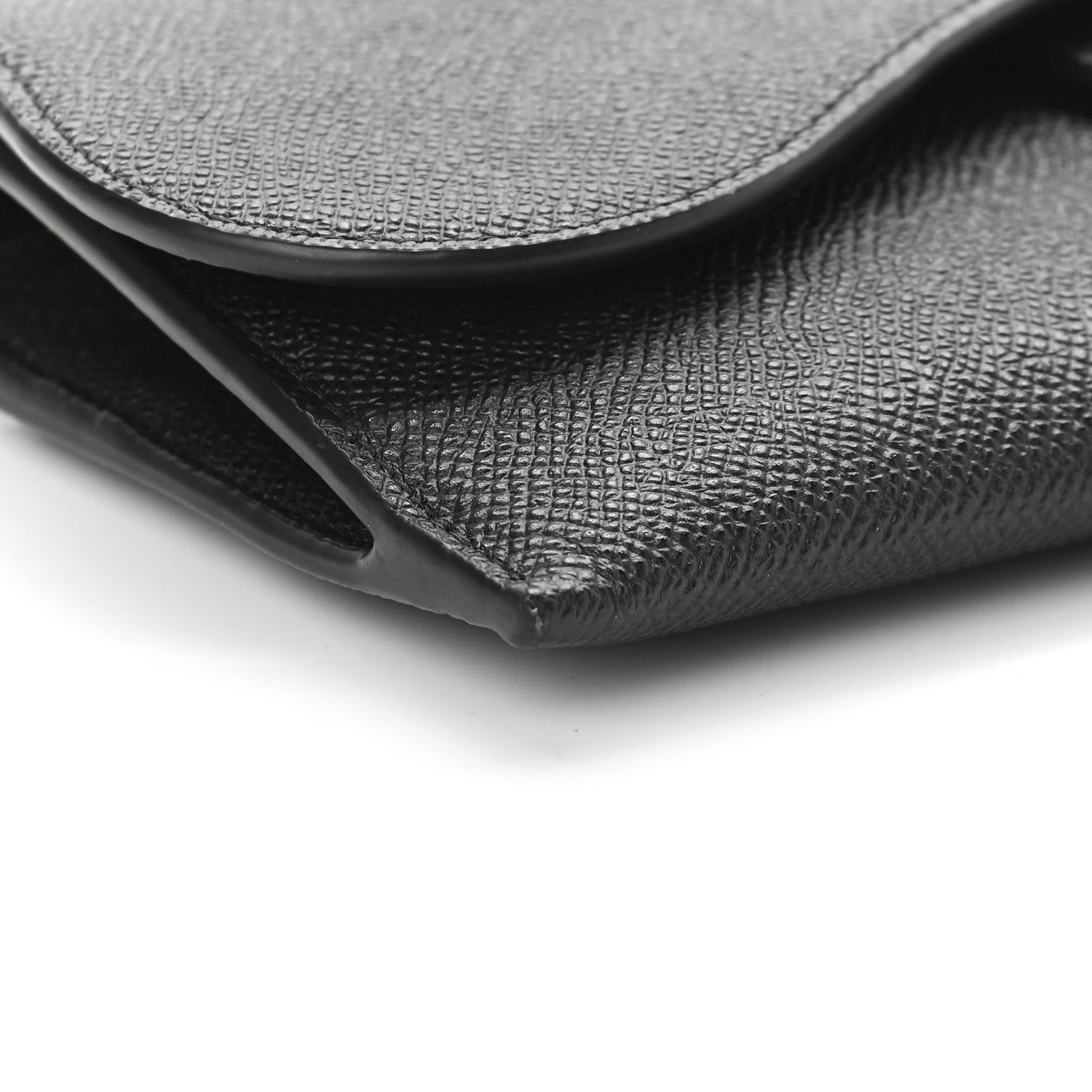 Christian Dior Grained Calfskin Saddle Chain Wallet Pouch Black 6 of 10