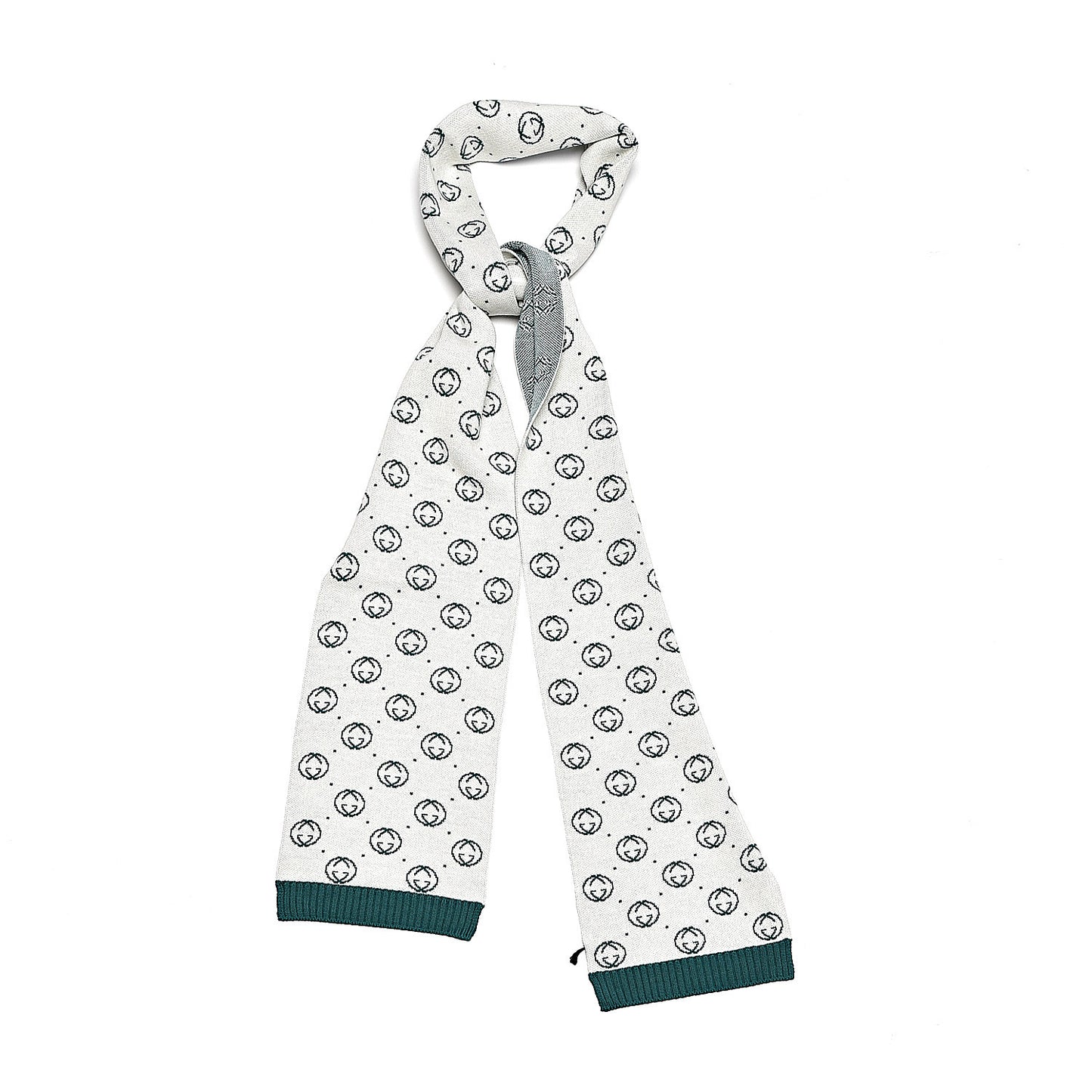 X DAPPER DAN Wool Tricot Micro Interlocking G Gigang Scarf Ivory Dark Green