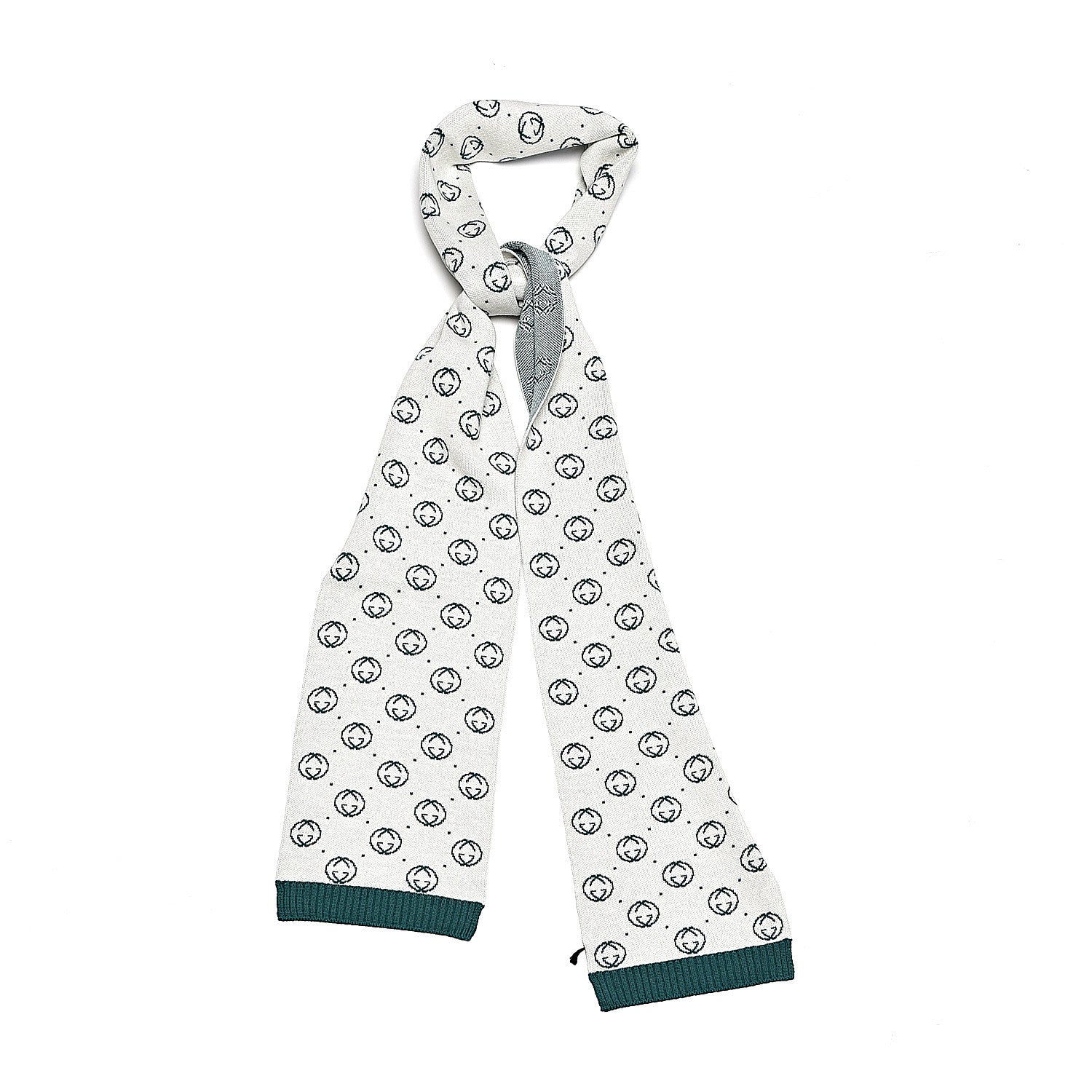 Gucci X DAPPER DAN Wool Tricot Micro Interlocking G Gigang Scarf Ivory Dark Green 1 of 5