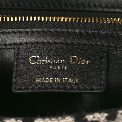 Christian Dior Technical Canvas Macro Houndstooth Medium Caro Bag Black White 6 of 9