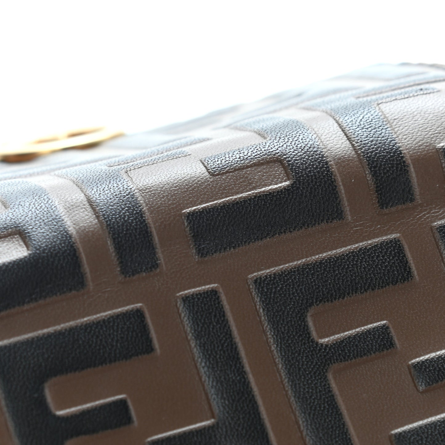 Vitello Soft F is Fendi Bi-Color FF 1974 Embossed Geometric Flap Wallet on Chain Maya Black